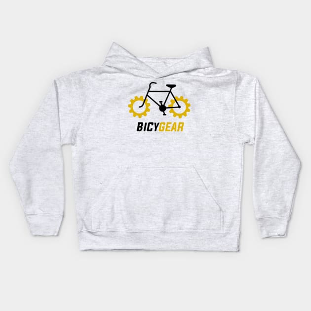 Black Bicycle w/ Yellow Gear Wheels Kids Hoodie by Freid